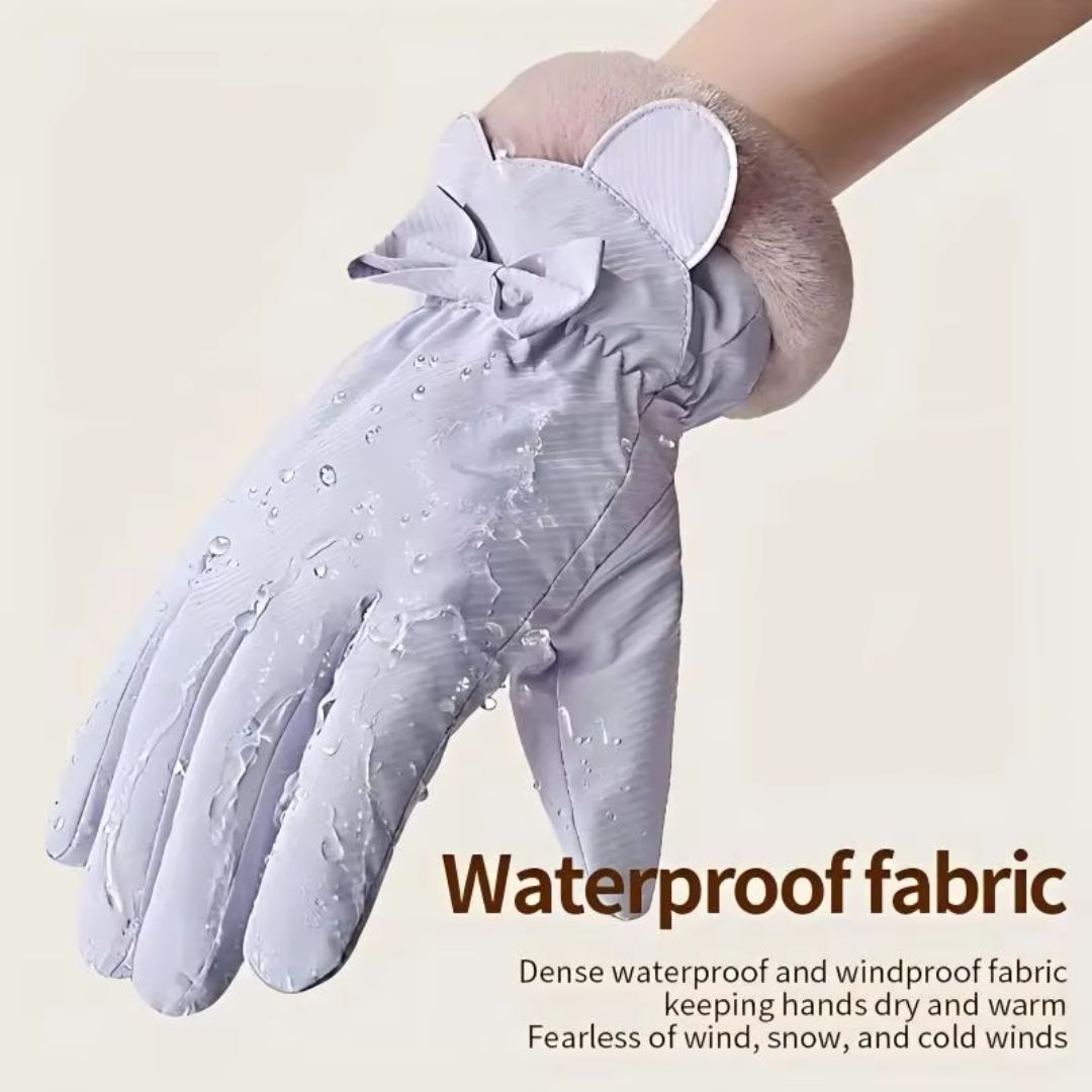 蝴蝶結冬季保暖手套