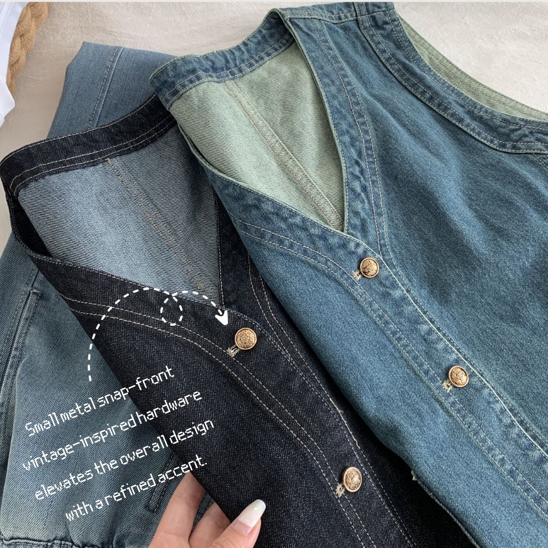 Women's Denim V-Neck Sleeveless Top