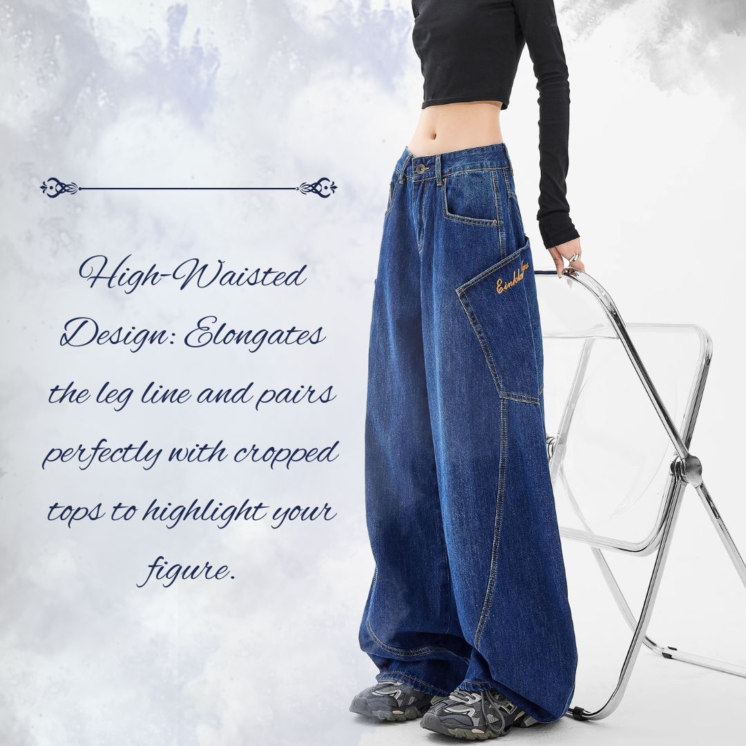 Vintage-Style Loose Straight-Leg Wide-Leg Pants