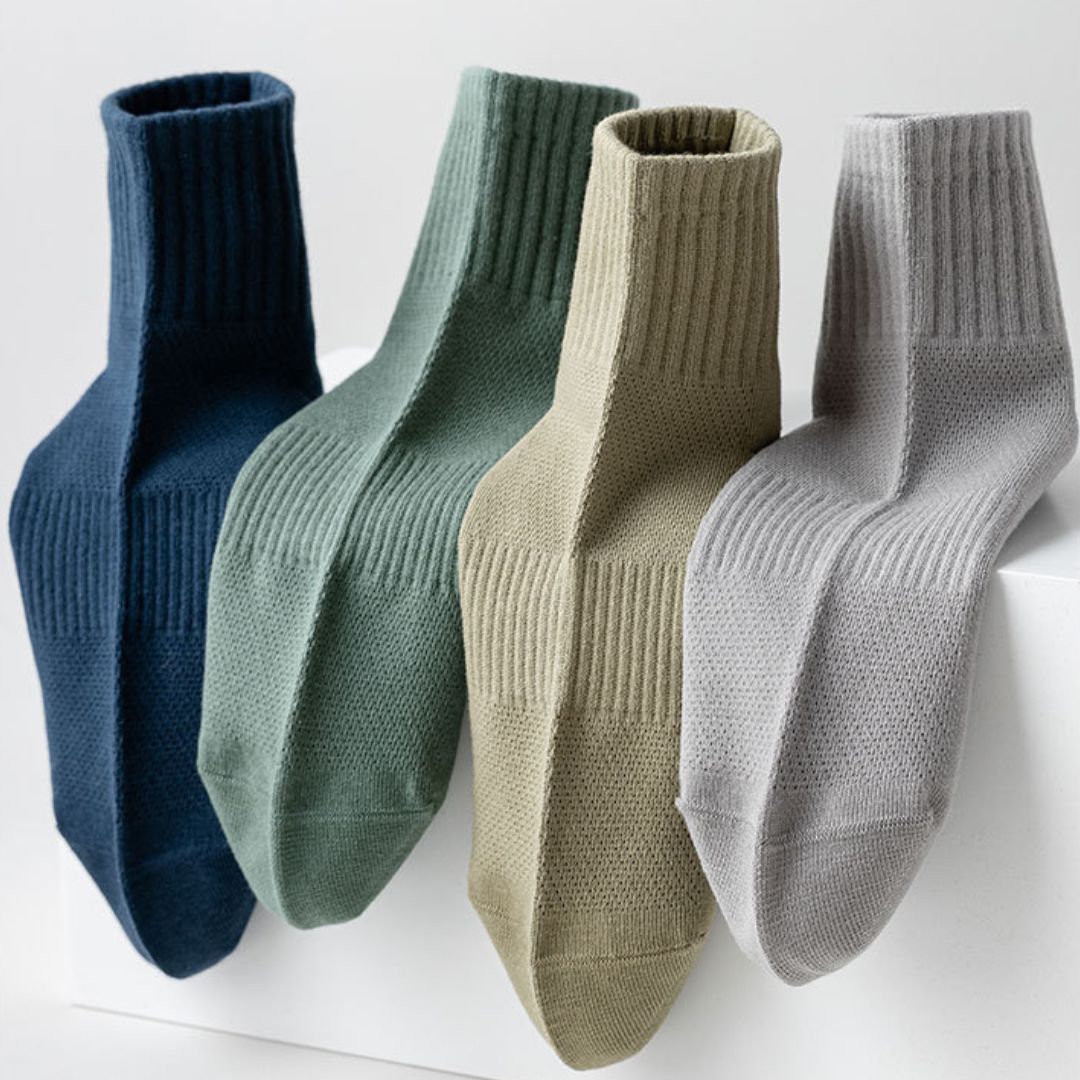 Breathable Sweat-Absorbing Cotton Men's Mid-Calf Socks (Min.2 Pairs)