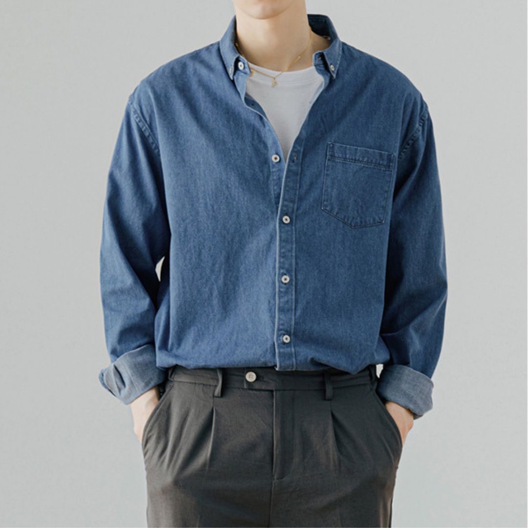 牛仔長袖襯衫