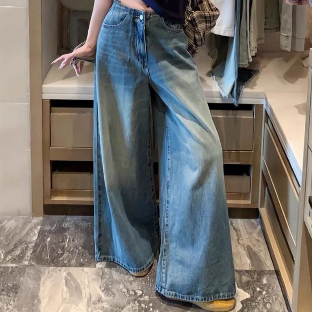 Vintage High-Waisted Wide Leg Denim Jeans
