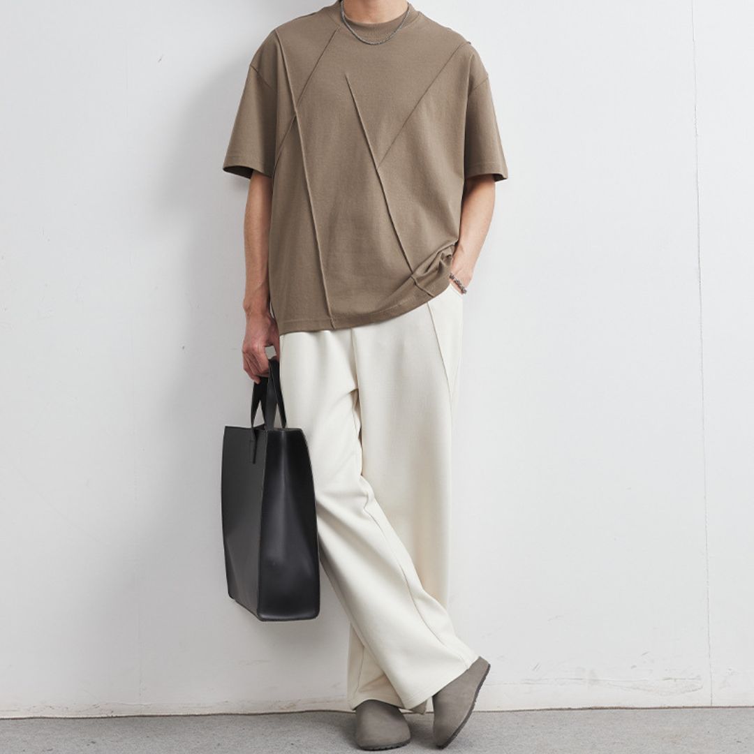 3Dリブデザイン メンズ 半袖Tシャツ