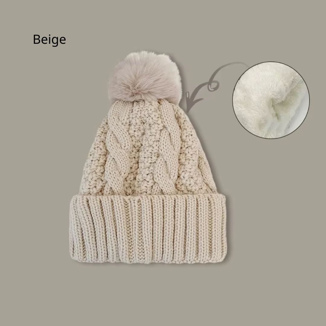 New Winter Pompom Thick Plush Cap