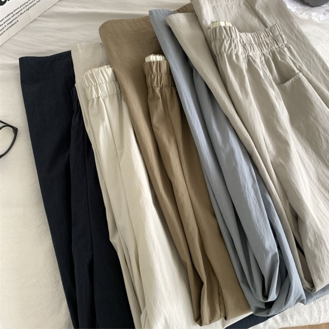 Japanese-Style Vintage Straight-Leg Wide-Cut Cropped Pants