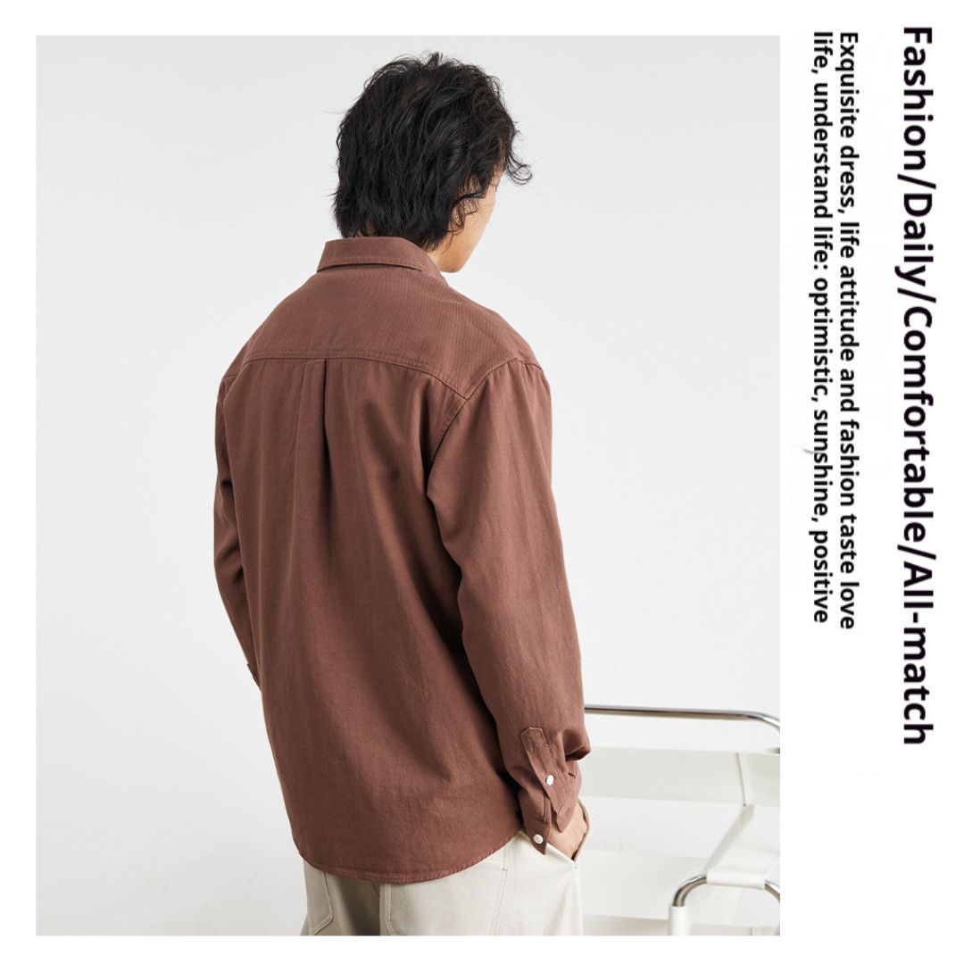 純棉素色雙口袋恤衫