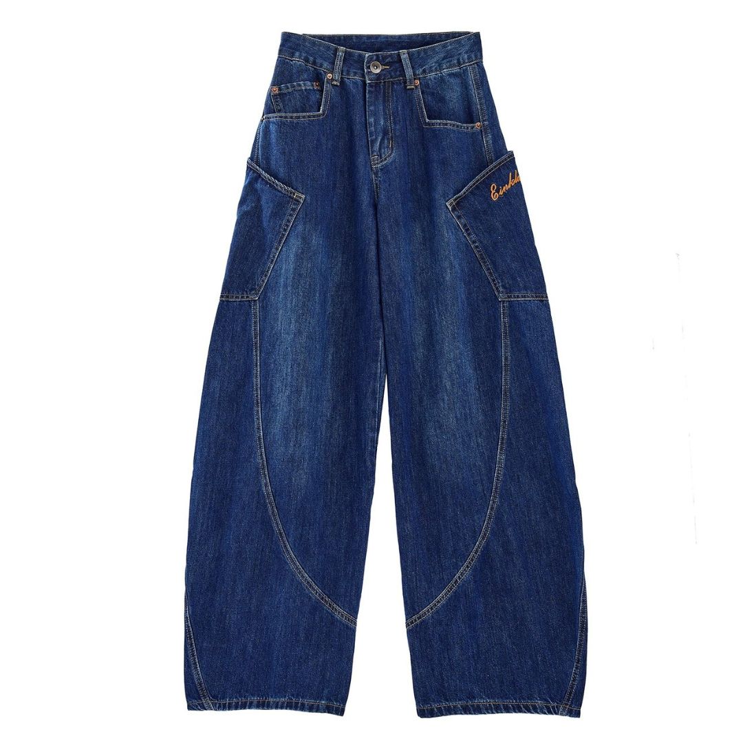 Vintage-Style Loose Straight-Leg Wide-Leg Pants