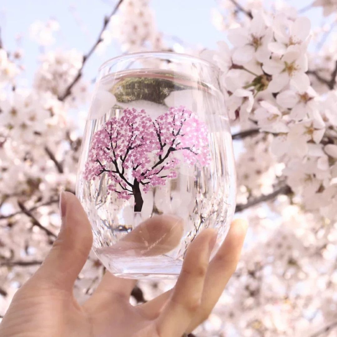 日本冷感櫻花水晶玻璃杯(一對)