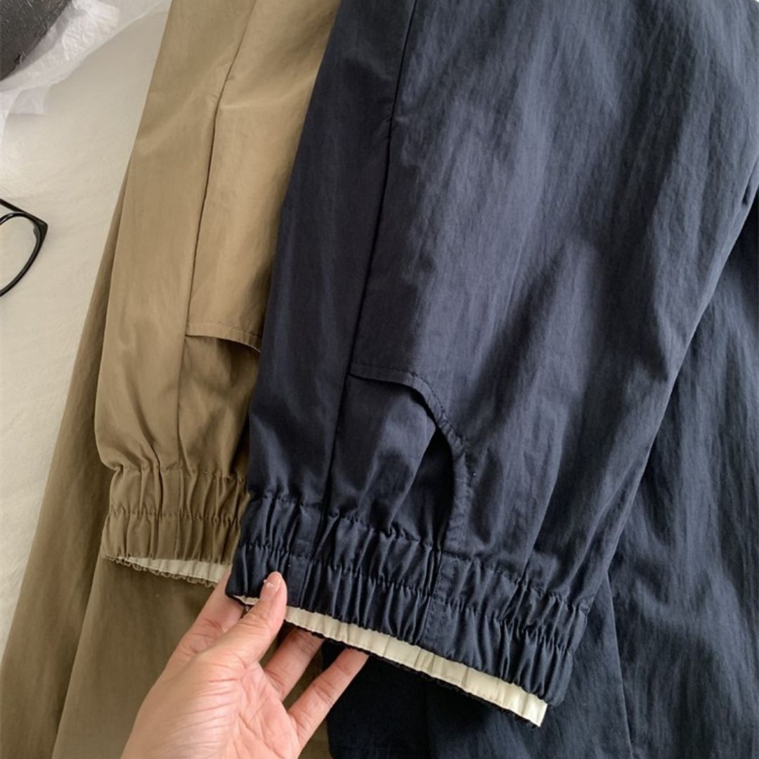 Japanese-Style Vintage Straight-Leg Wide-Cut Cropped Pants