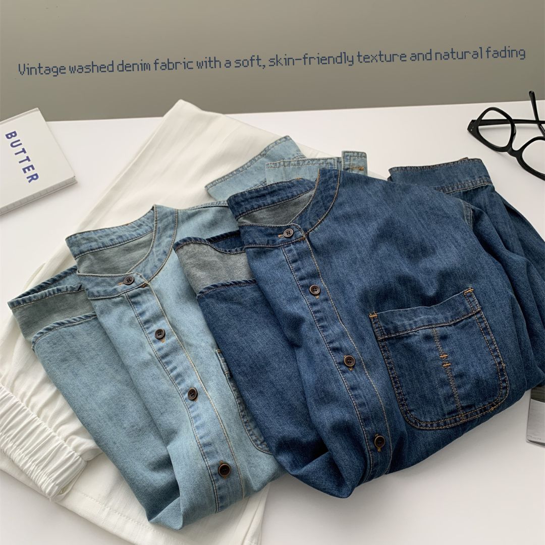 Japanese-Style Vintage Denim Shirt