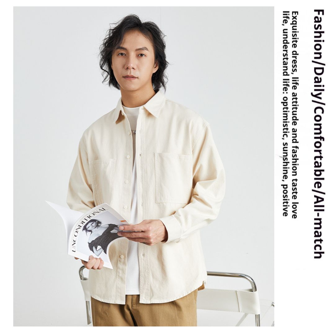 純棉素色雙口袋恤衫