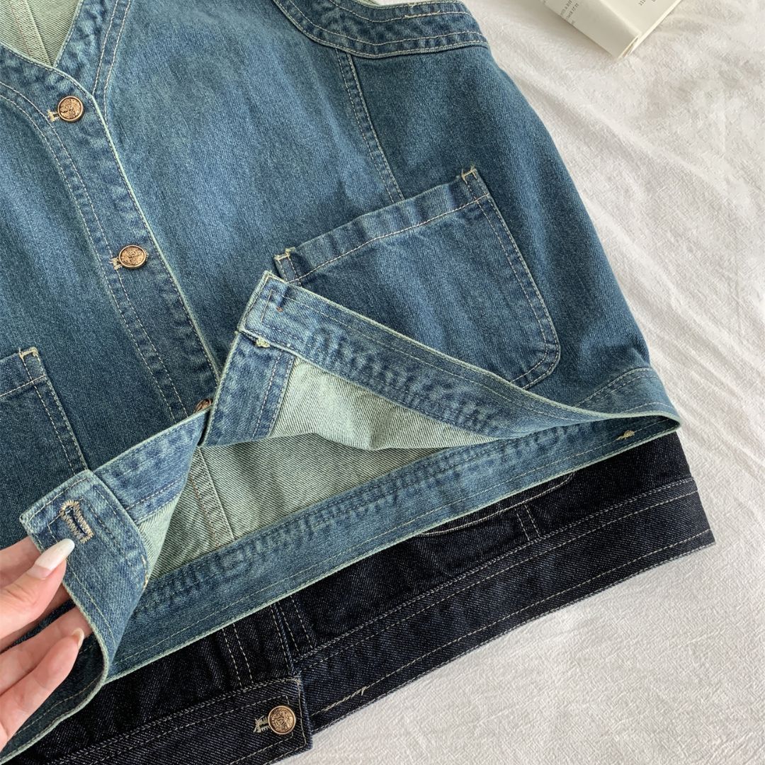 Women's Denim V-Neck Sleeveless Top