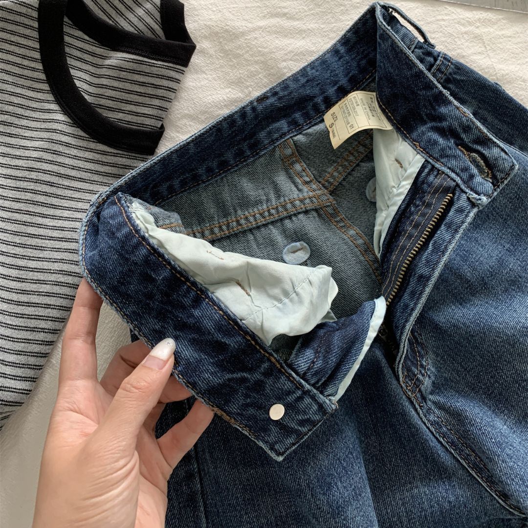 Straight-Leg Denim Jeans with Embroidered Pocket Detail