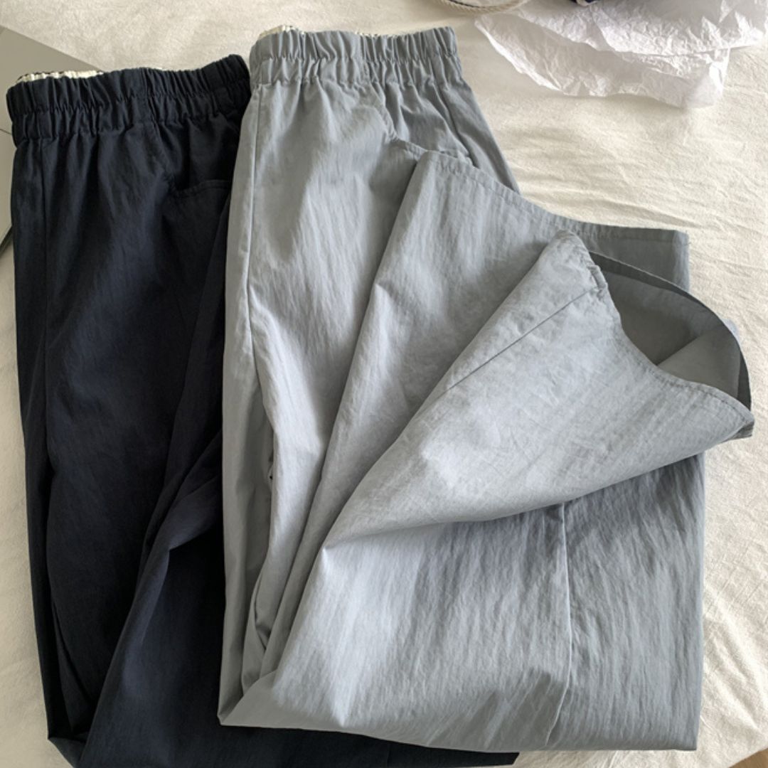 Japanese-Style Vintage Straight-Leg Wide-Cut Cropped Pants
