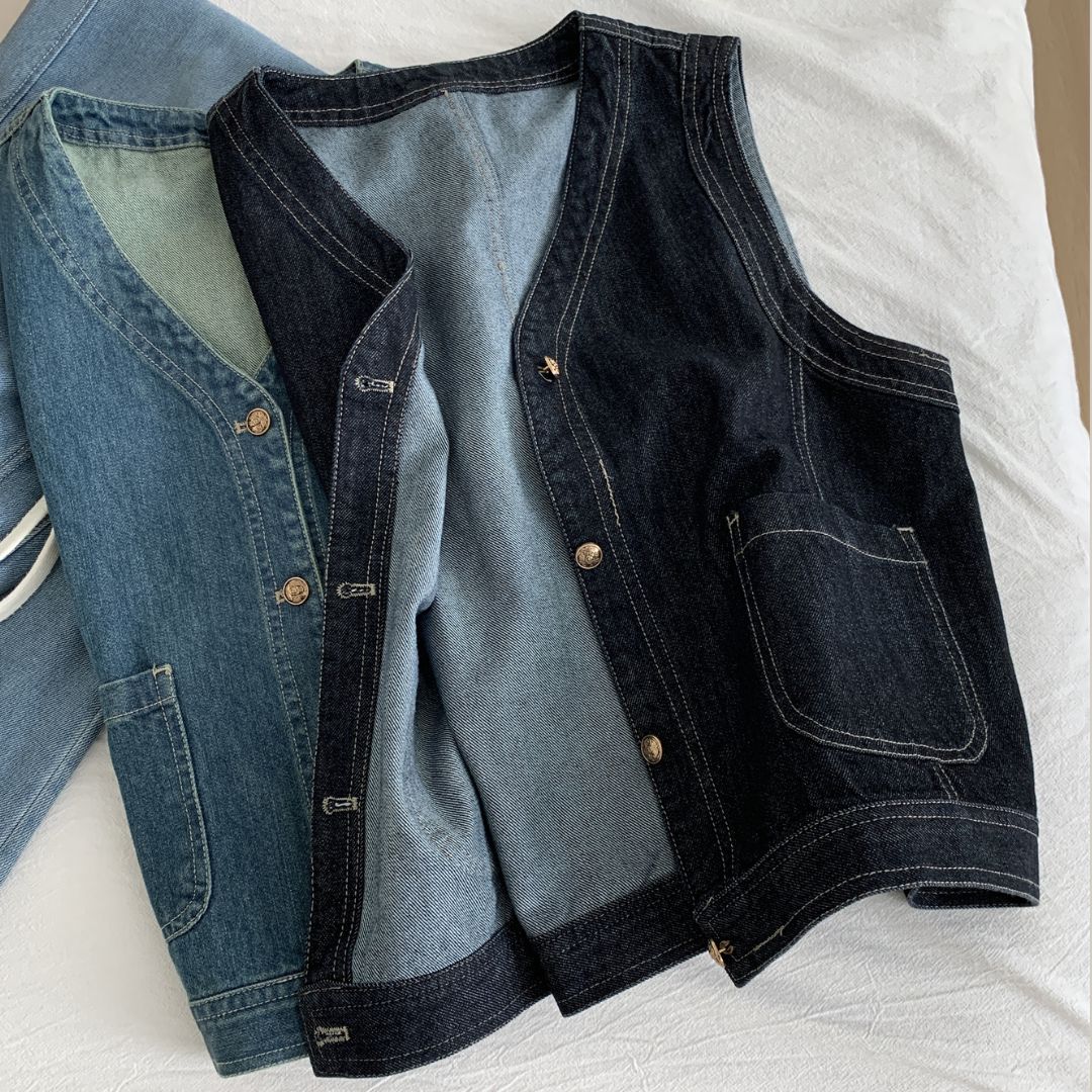 Women's Denim V-Neck Sleeveless Top