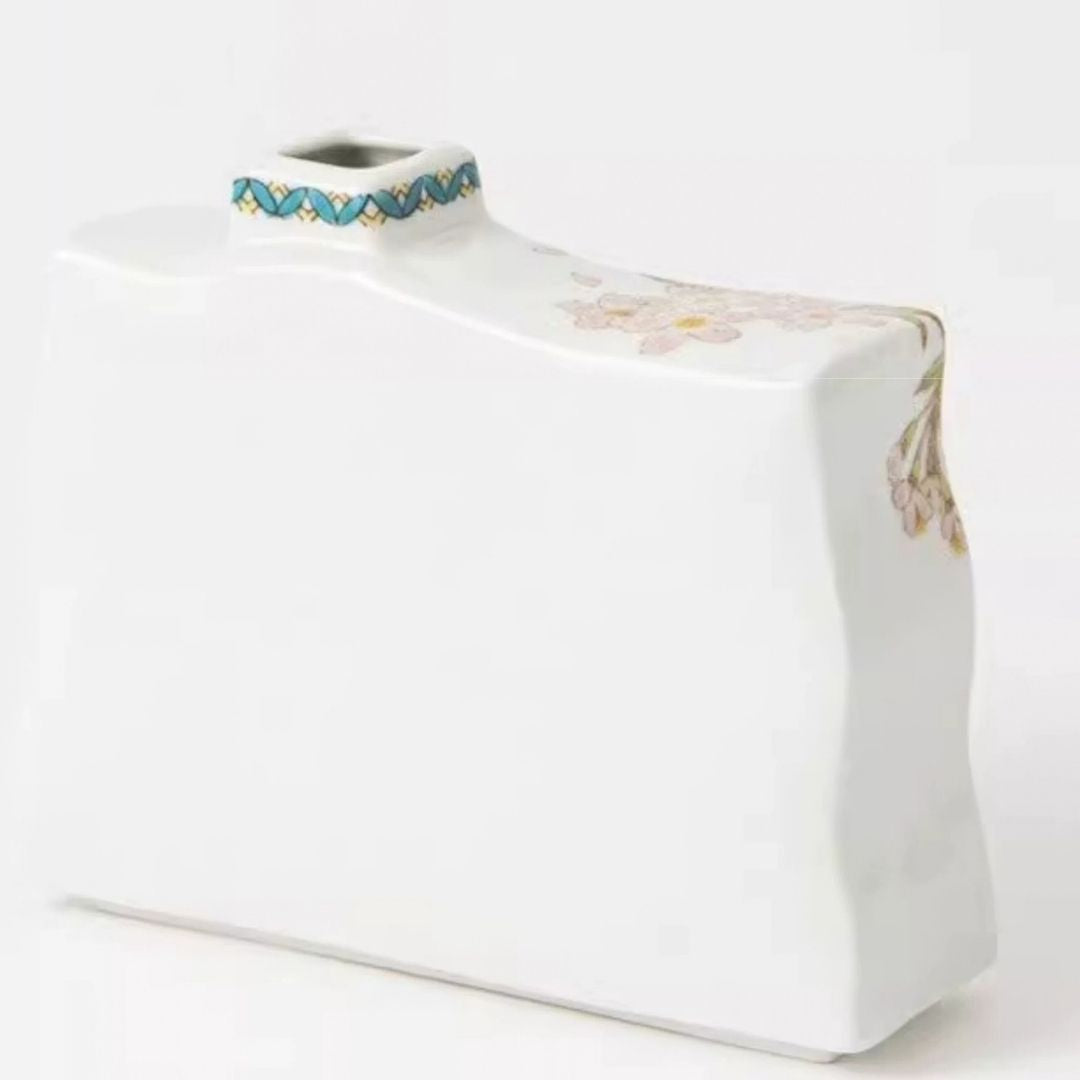 Kutani Japanese Floral Sparrow Small Vase