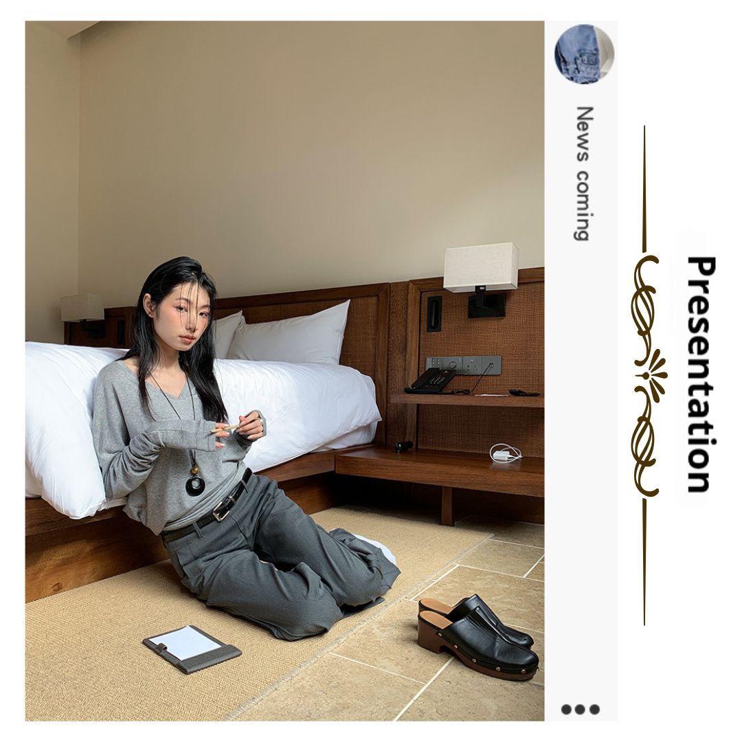 低腰皺褶喇叭西褲