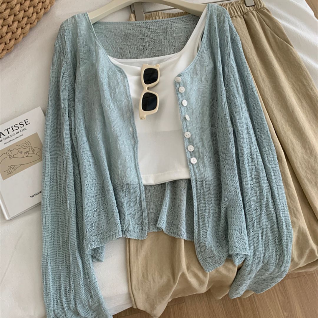 V-Neck Knit Jacket