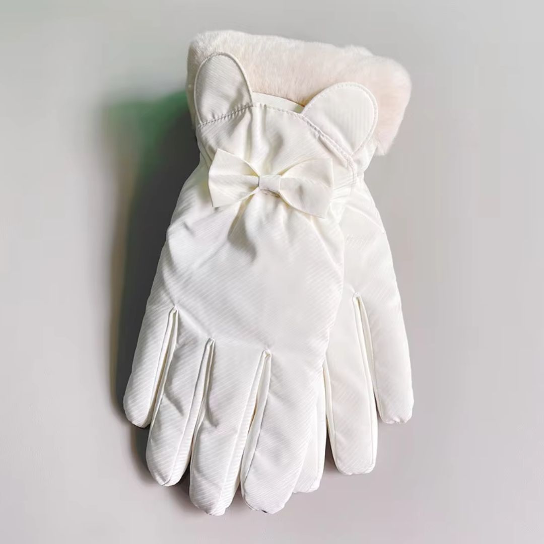 蝴蝶結冬季保暖手套