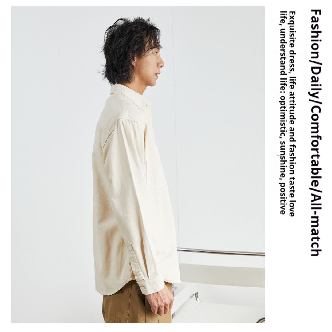 純棉素色雙口袋恤衫