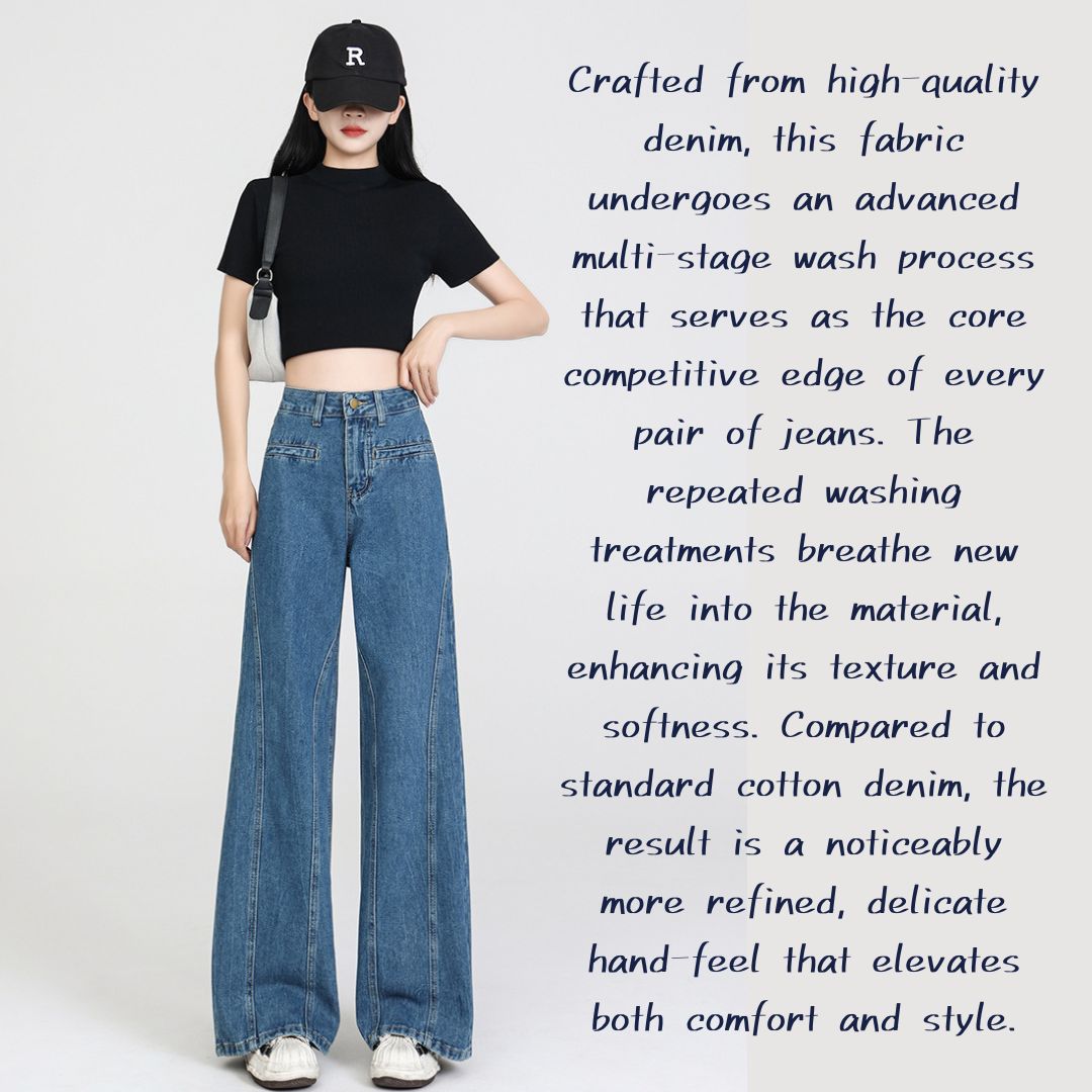 New Arrival Back-Waist Bow Loose Straight Wide-Leg Pants