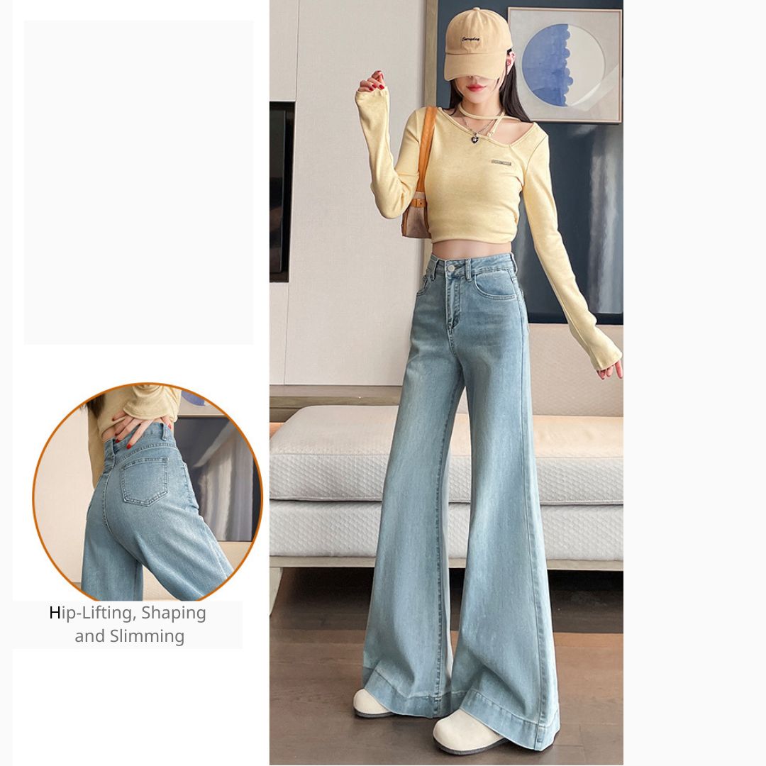 高腰寬鬆喇叭褲