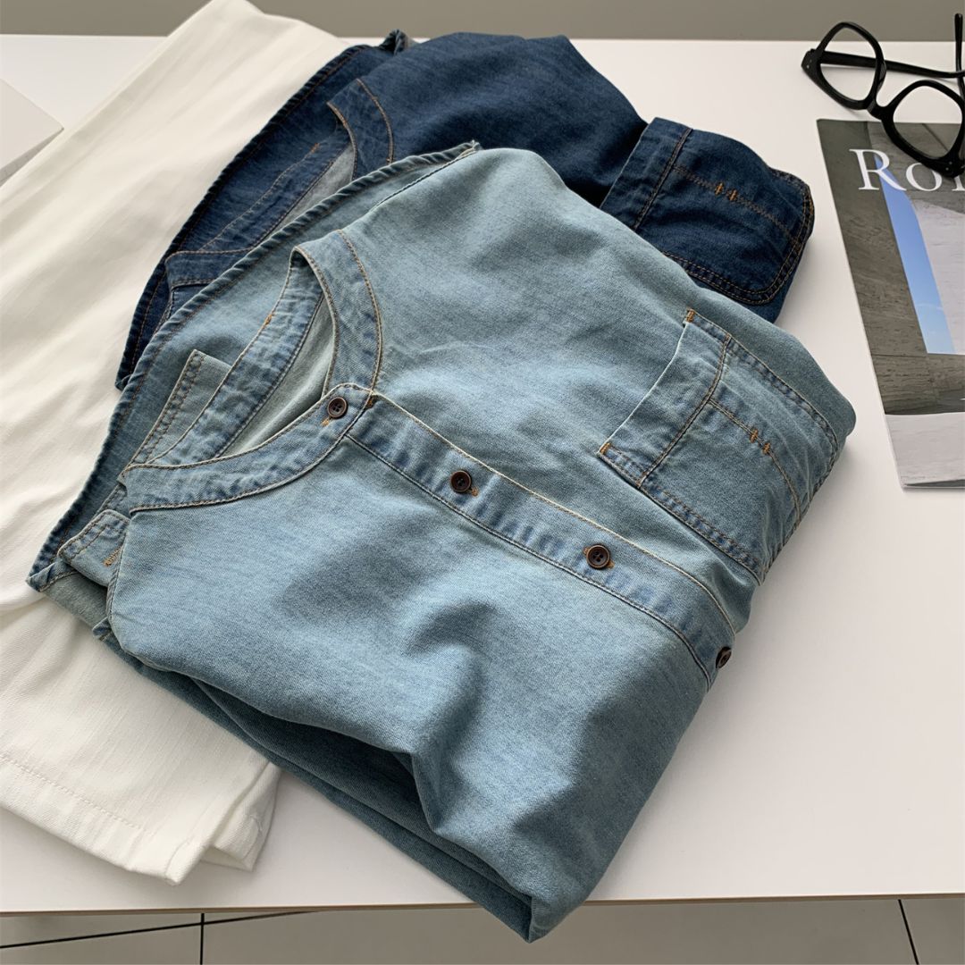 Japanese-Style Vintage Denim Shirt