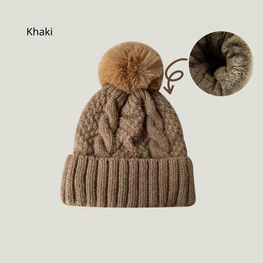 New Winter Pompom Thick Plush Cap