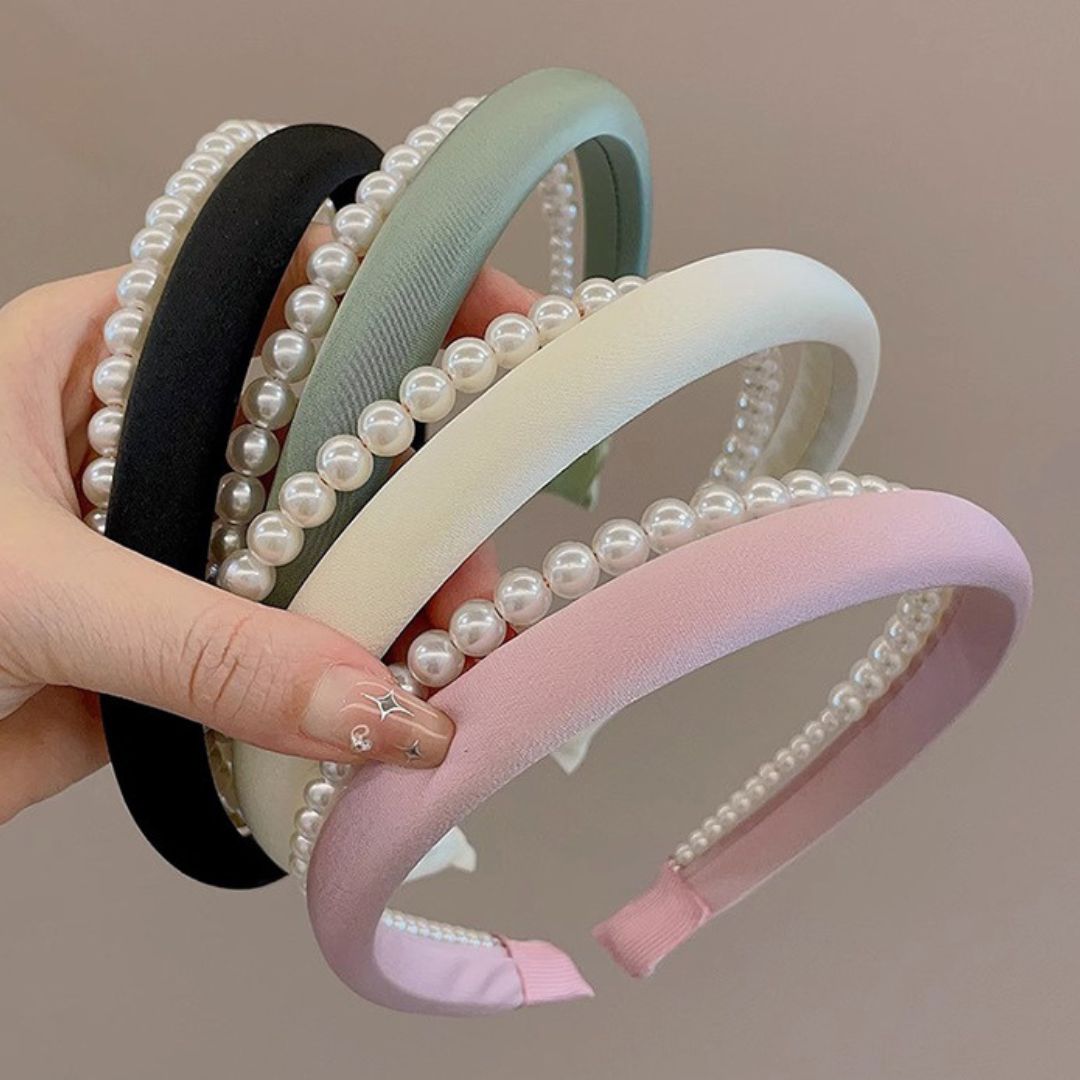 Satin Double Layer Pearl Headband