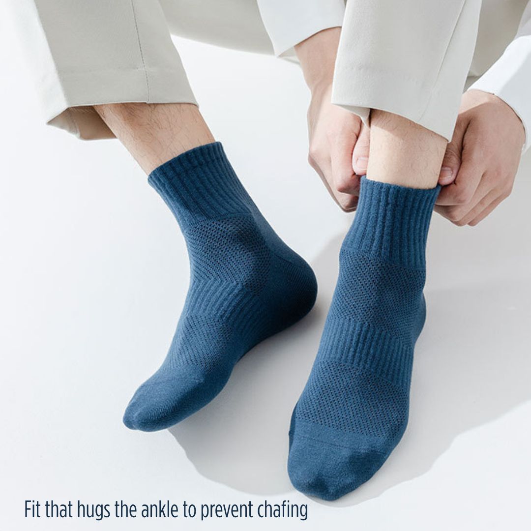 Breathable Sweat-Absorbing Cotton Men's Mid-Calf Socks (Min.2 Pairs)