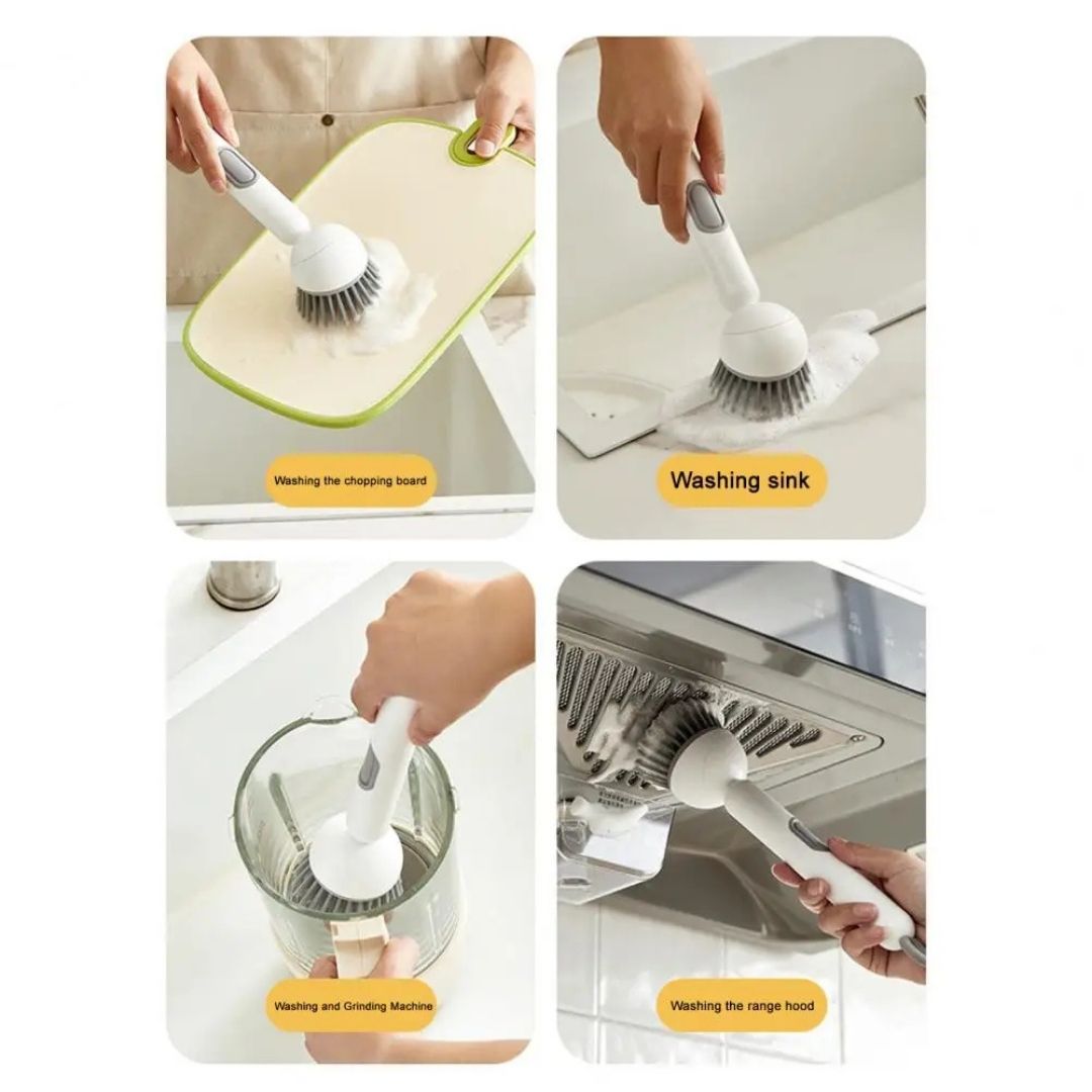 Rotating Long-Handle Soap-Dispensing Cleaning Brush