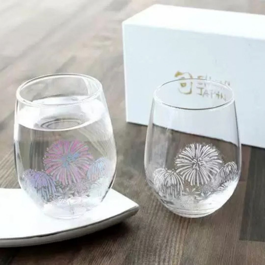 日本製 冷感 花火 クリスタルグラス(ペア)