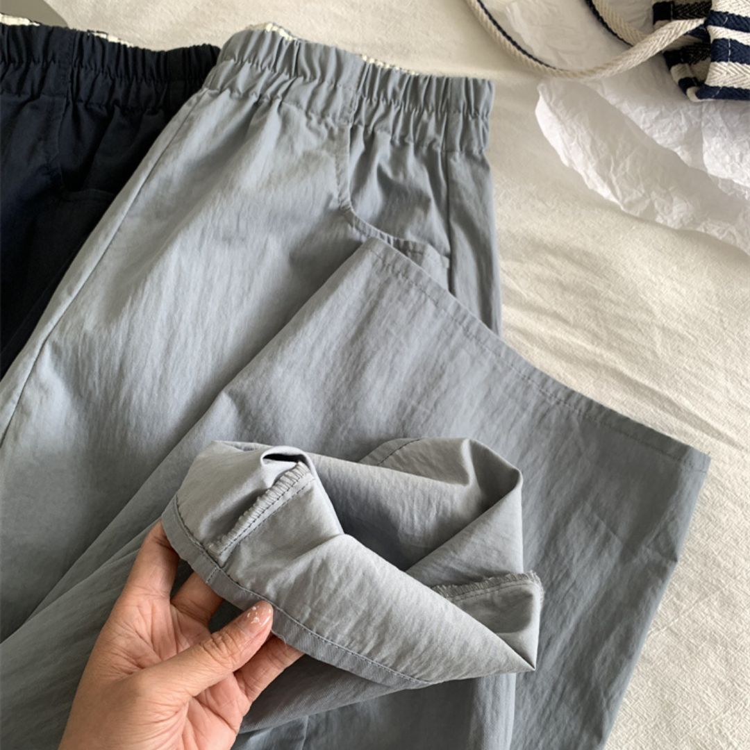 Japanese-Style Vintage Straight-Leg Wide-Cut Cropped Pants