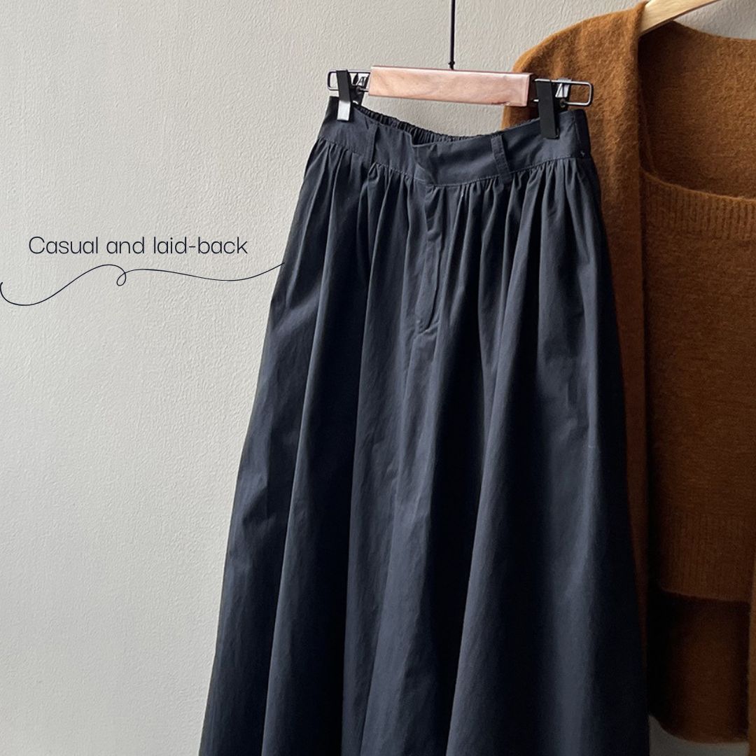 Women's High-Waisted A-Line Umbrella Midi Skirt
