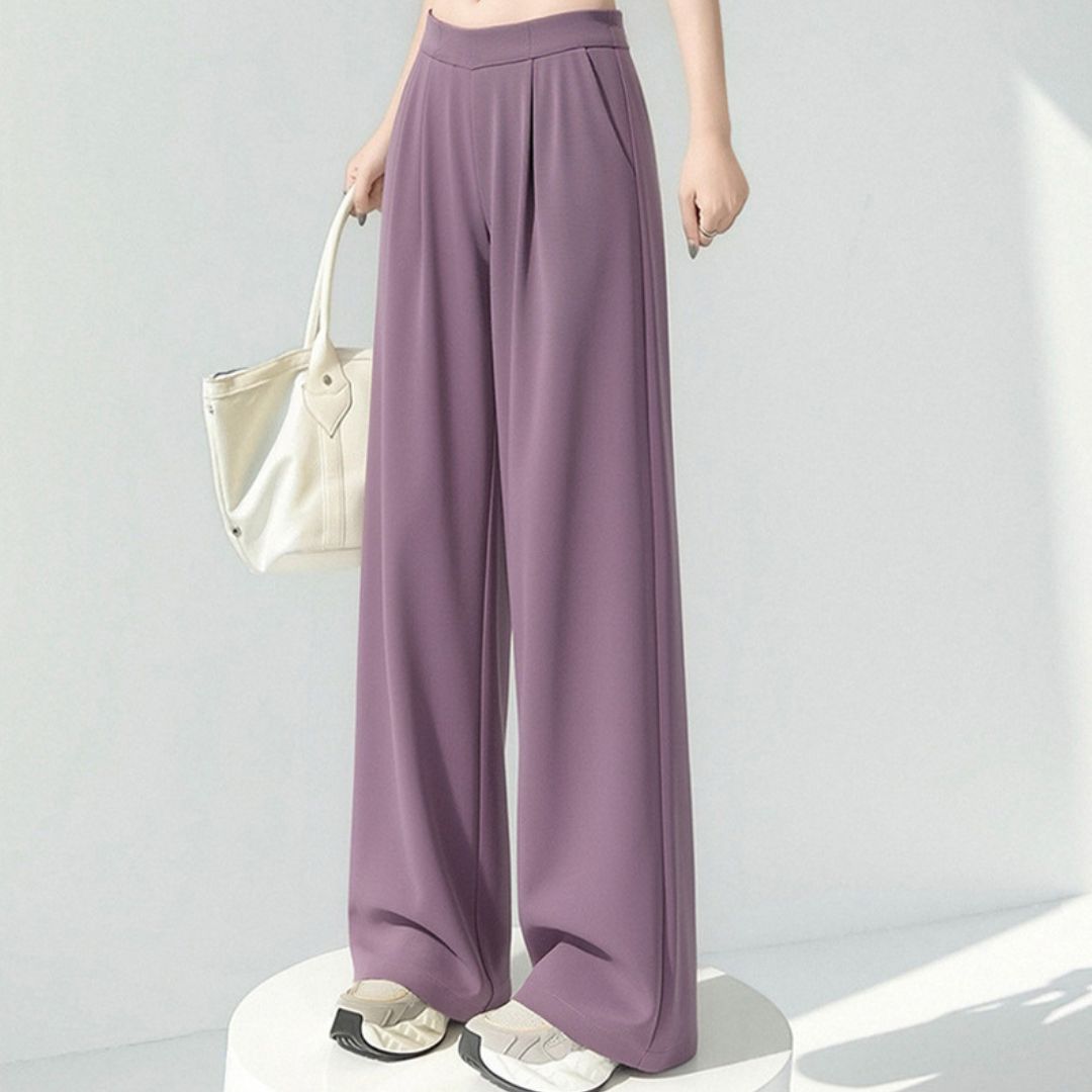 Ice Silk Lightweight Wide-Leg Straight Suit Pants
