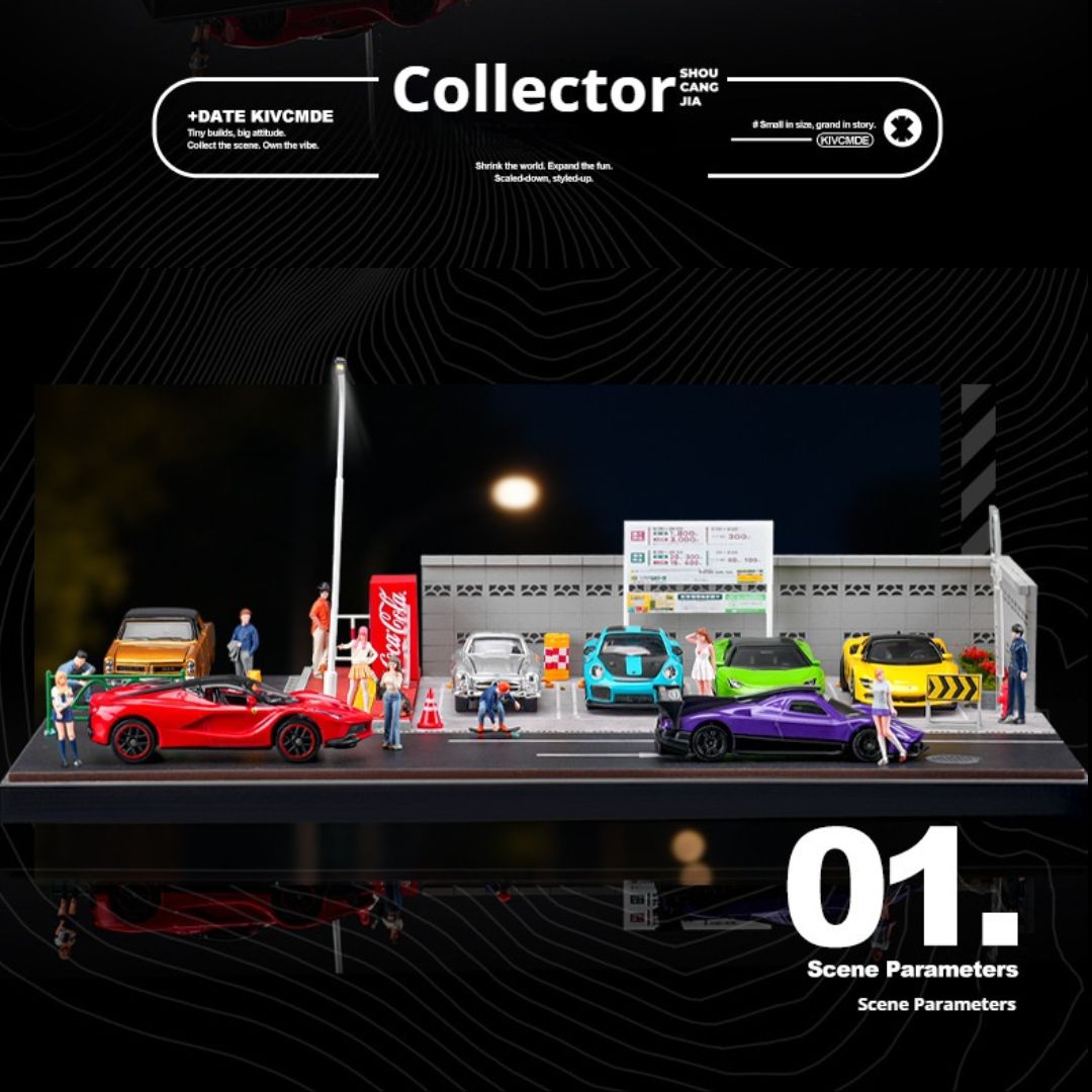 1:64日本の地上駐車場の照明シーン