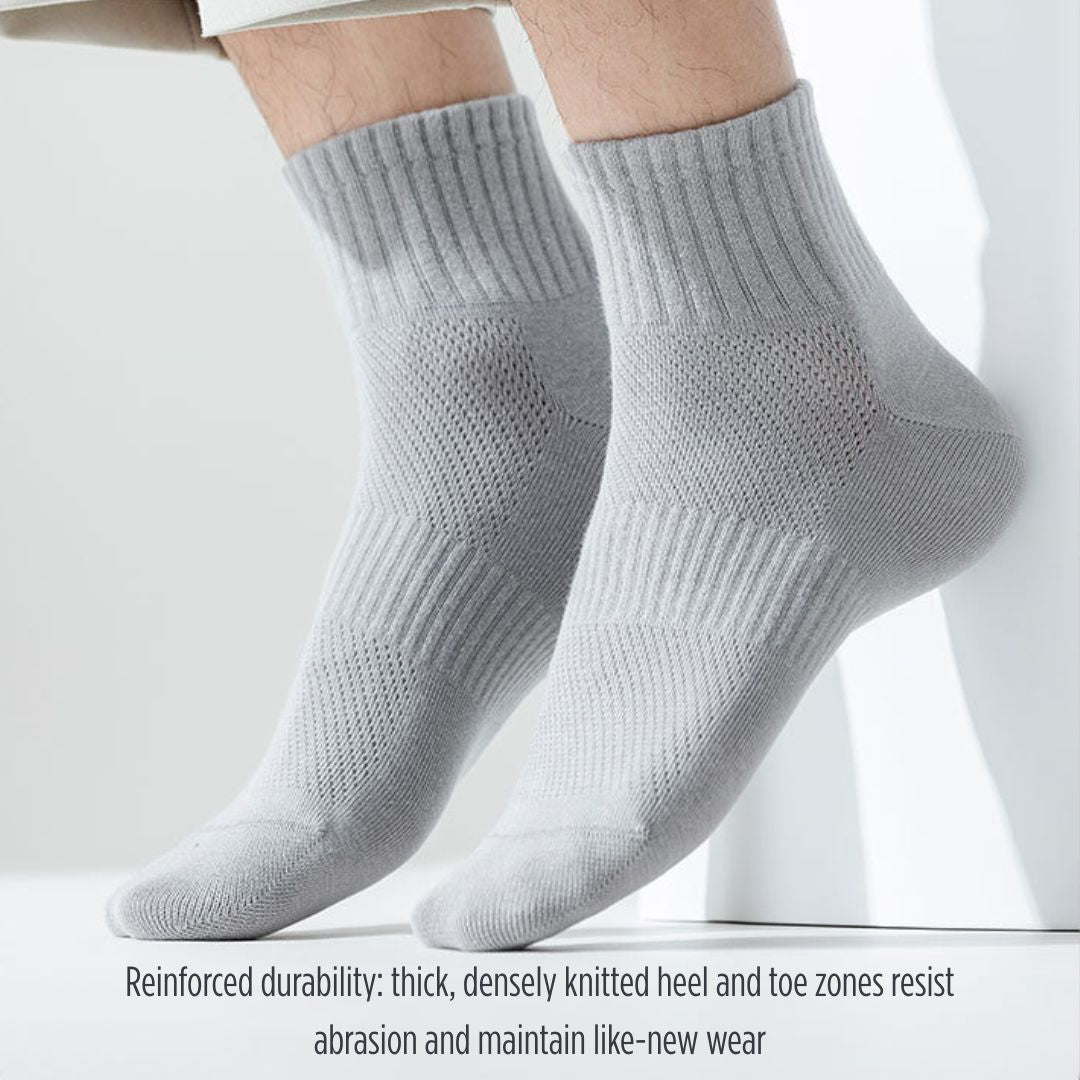 Breathable Sweat-Absorbing Cotton Men's Mid-Calf Socks (Min.2 Pairs)