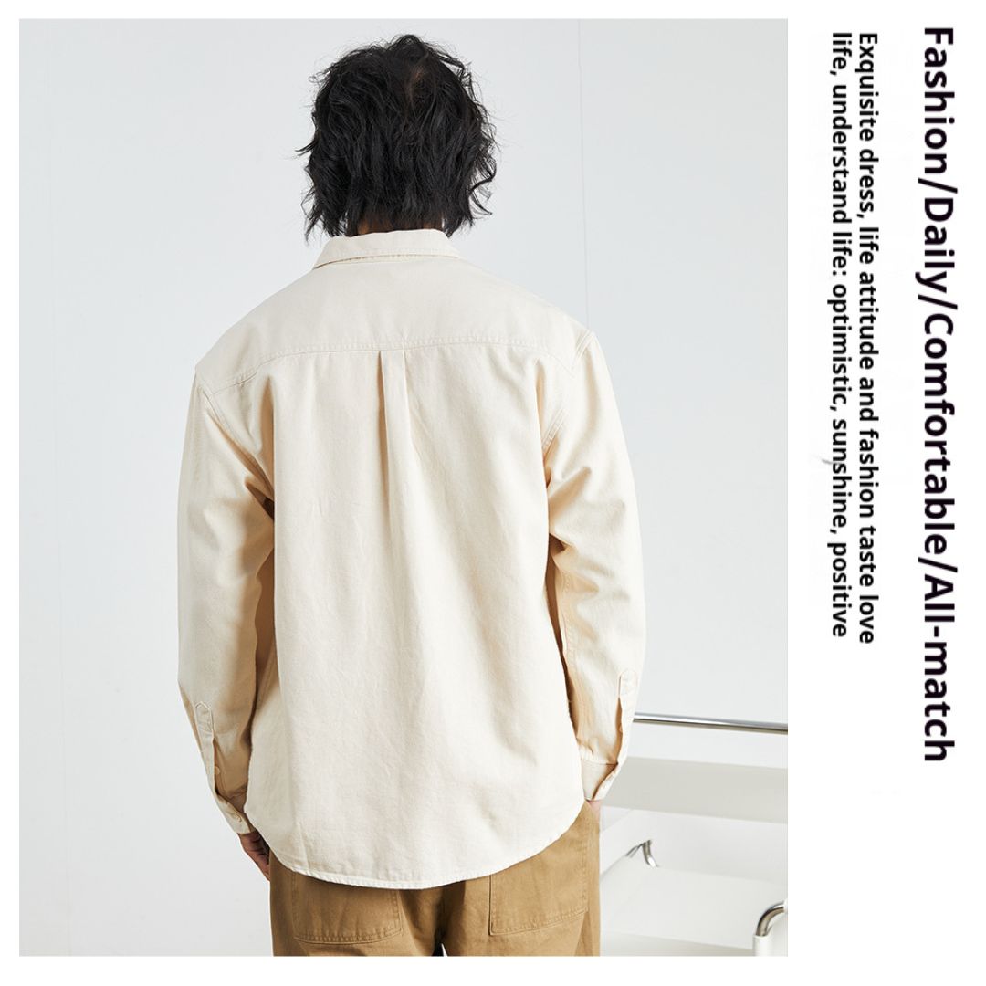 純棉素色雙口袋恤衫