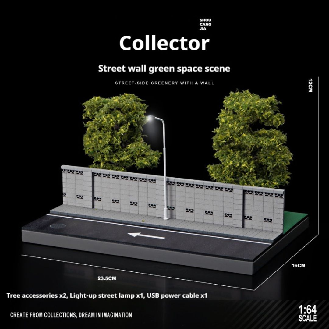 1:64 Street Lighting Scene With Perimeter Wall