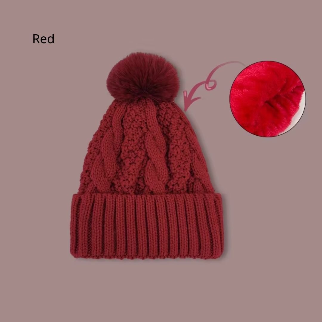 New Winter Pompom Thick Plush Cap