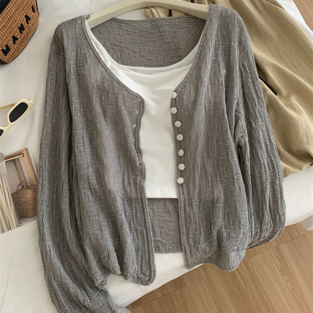 V-Neck Knit Jacket