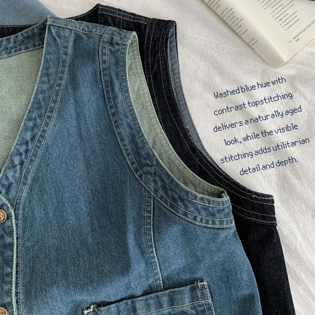 Women's Denim V-Neck Sleeveless Top