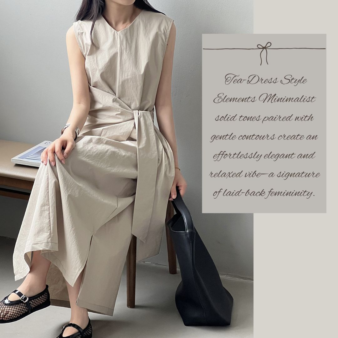 Sleeveless Long Dress with Cinched Tie-Waist Design