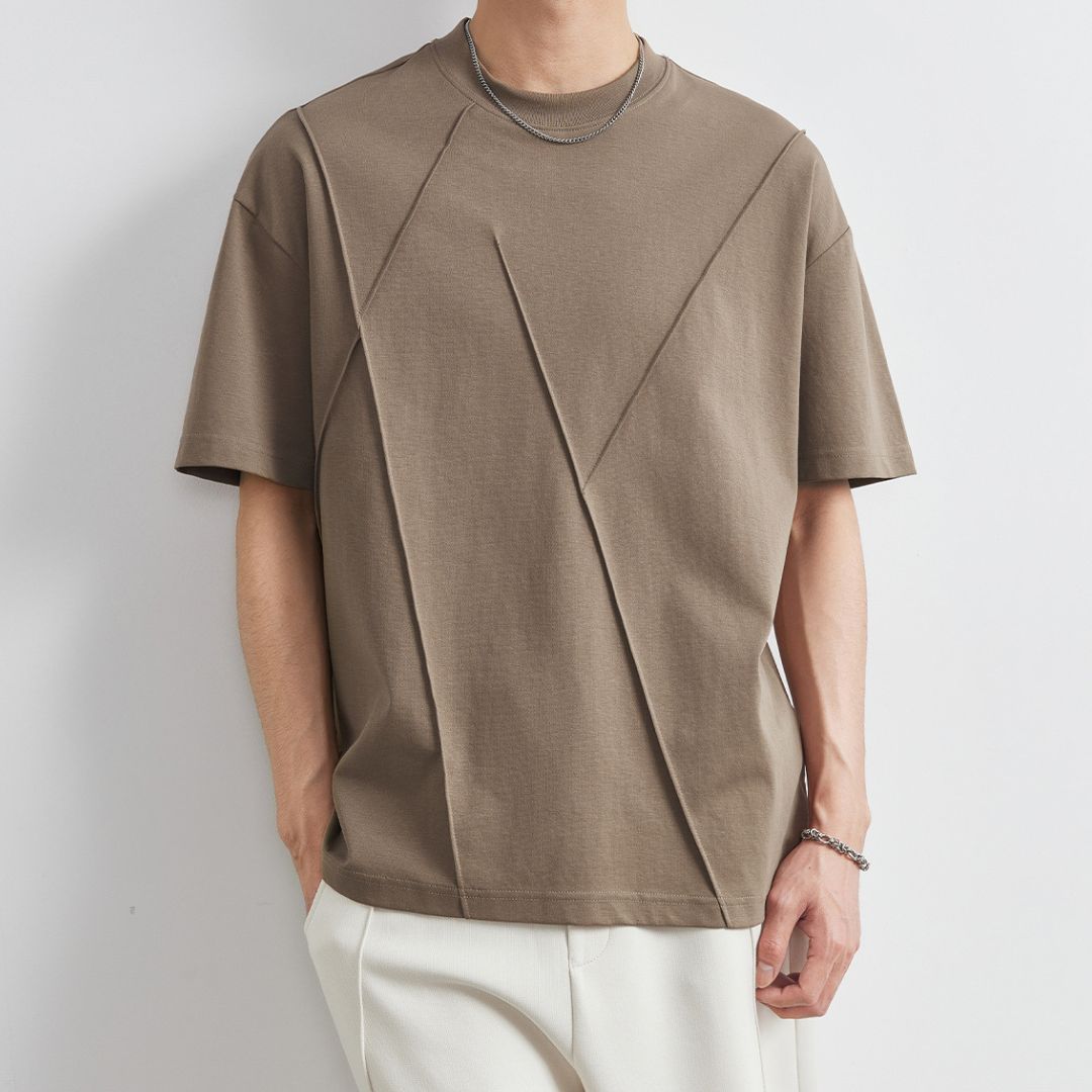 3Dリブデザイン メンズ 半袖Tシャツ