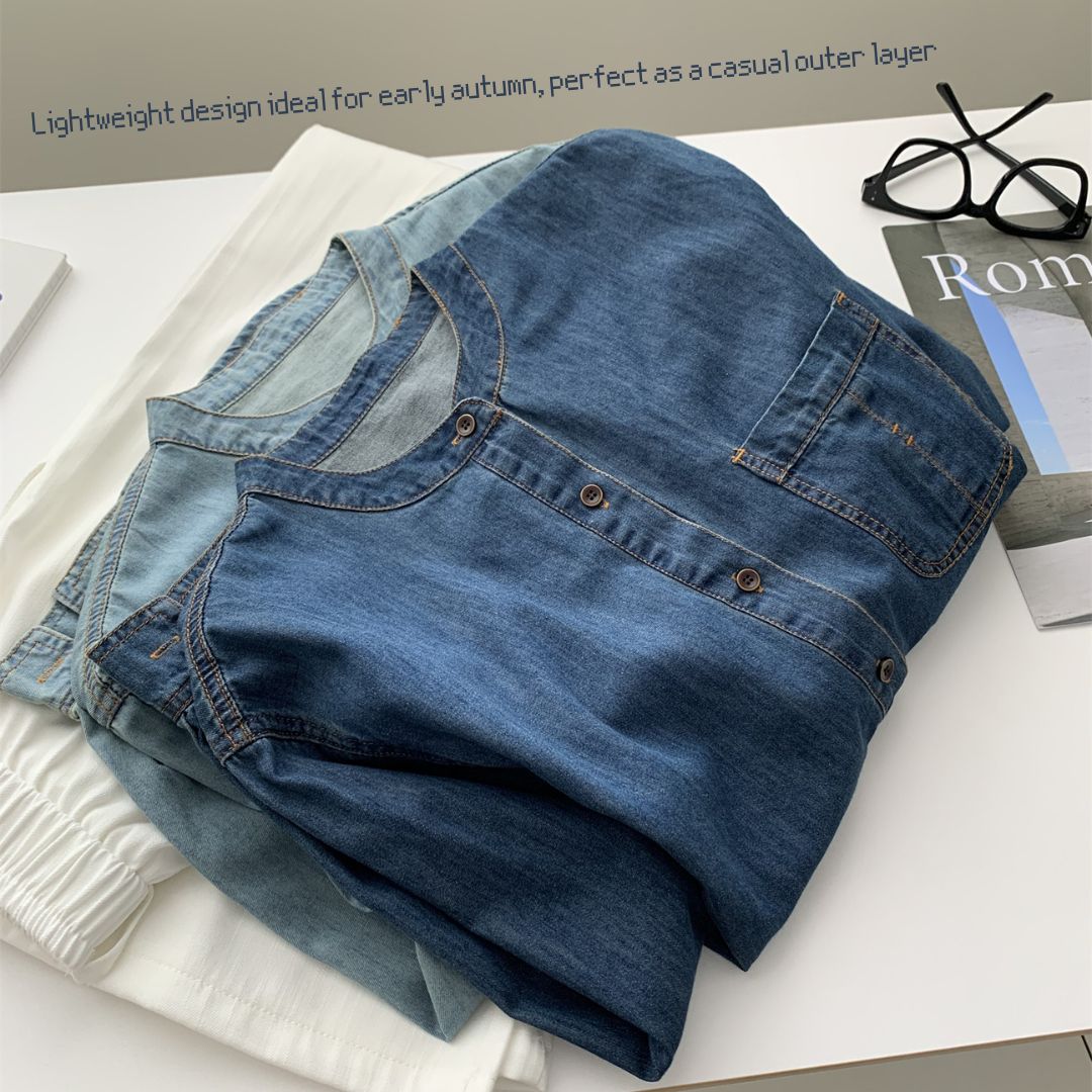 Japanese-Style Vintage Denim Shirt
