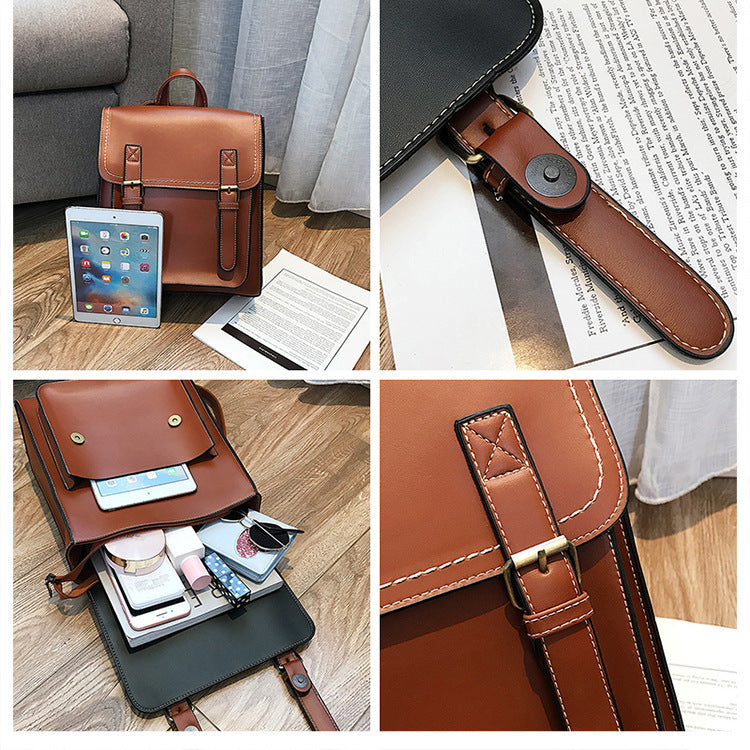 Vintage-Style PU Backpack