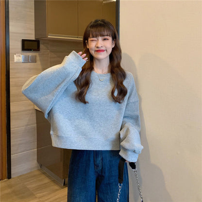 Solid Crewneck Oversized Sweatshirt