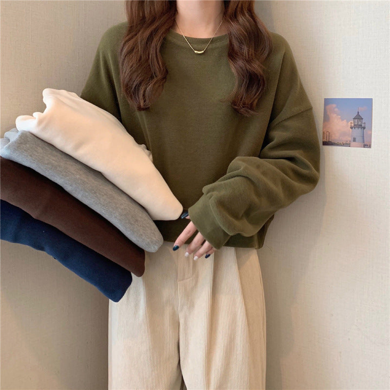 Solid Crewneck Oversized Sweatshirt