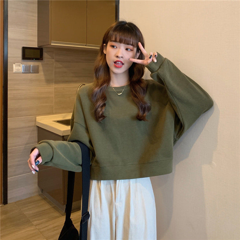 Solid Crewneck Oversized Sweatshirt