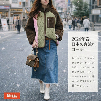 万能な厚手のカラーブロックファッションコットンジャケット